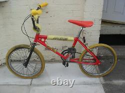 Original Old School 1983 Raleigh Burner Mk1 BMX Unrestored Survivor Red Yellow