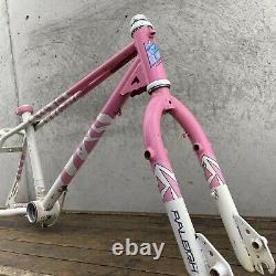 Raleigh Ultra Shock Old School BMX Frame Set 80s Freestyle PINK Twin Top Tube