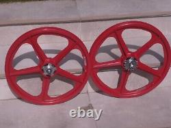 SKYWAY Tuff 2 WHEEL SET Silver Alloy Flange 20 X 1.75 OLD SCHOOL BMX