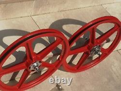 SKYWAY Tuff 2 WHEEL SET Silver Alloy Flange 20 X 1.75 OLD SCHOOL BMX