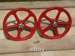 SKYWAY Tuff 2 WHEEL SET Silver Alloy Flange 20 X 1.75 OLD SCHOOL BMX