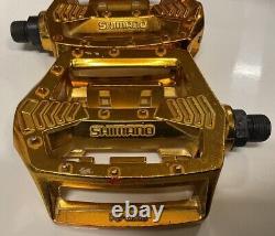 Shimano Gold Pd-mx15 9/16 Pedals Old School Bmx Gt Vintage Retro No Box