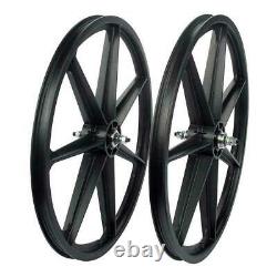 Skyway 24 old school BMX mag wheels wheelset freewheel 3/8' axle 7 spoke BLACK