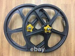 Skyway Graphite Tuff II Gold Alloy Flange Old School BMX Wheels 20 Inch Pair