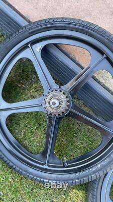 Skyway Tuff 2 Old School BMX Mag Wheels 20 Black With Tyres Tubes Very Good Set
