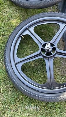 Skyway Tuff 2 Old School BMX Mag Wheels 20 Black With Tyres Tubes Very Good Set