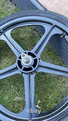 Skyway Tuff 2 Old School BMX Mag Wheels 20 Black With Tyres Tubes Very Good Set
