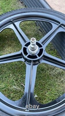 Skyway Tuff 2 Old School BMX Mag Wheels 20 Black With Tyres Tubes Very Good Set