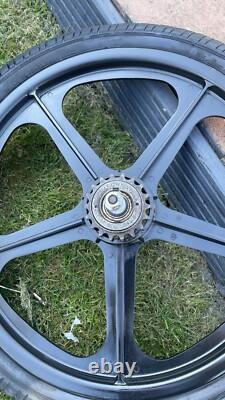 Skyway Tuff 2 Old School BMX Mag Wheels 20 Black With Tyres Tubes Very Good Set