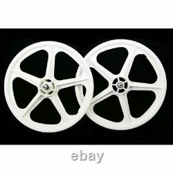 Skyway Tuff II old school BMX mag wheels 20 wheelset freewheel 3/8' axle WHITE