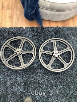 Skyway tuff 2 Alloy Hubs old school BMX Original Black Wheel set