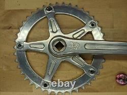 Sugino Mighty Competition Track BMX crankset Old School 42T with pink dustcaps O1