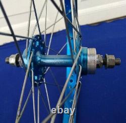 Vintage 80s Sunshine & Sansin Hubs & Araya Rims Blue Wheels Used Old School Bmx