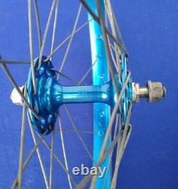 Vintage 80s Sunshine & Sansin Hubs & Araya Rims Blue Wheels Used Old School Bmx