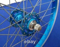 Vintage 80s Sunshine & Sansin Hubs & Araya Rims Blue Wheels Used Old School Bmx