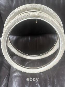 WHITE 80s GT TYRES 20 x 1.75 Old School BMX