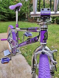 1988 Skyway Street Beat Rep Chrome Purple Old School Bmx Bike USA Freestyler MID