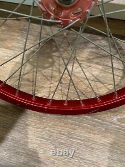 Old School Bmx Red Araya 7x Rim Wheel 20x1.75 Red Suzue Front Hub