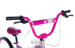 Vélo BMX Huffy Go Girl 20 rose pour filles, montage facile et rapide, 6-9 ans + Pompons