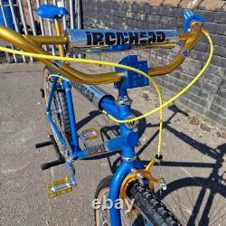 Vélo BMX Ironhead Custom Cruiser 26 pouces Style Old School Bleu Bonbon / Or
