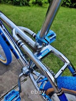 Vélo BMX Old School Chrome Bleu USA Rétro Freestyleur Pro Mi-Skool Rare