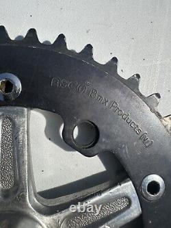 Vieux école BMX Shimano 600 manivelles avec fond de boîtier Sr Mx-2 et plateau de chaîne 44t